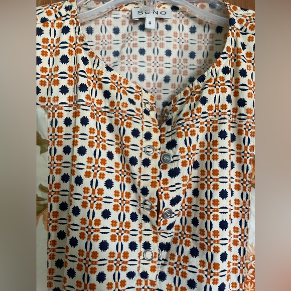 SUNO ‘Stamp It’ orange floral short sleeve cut out mini dress size 4 - Picture 6 of 9